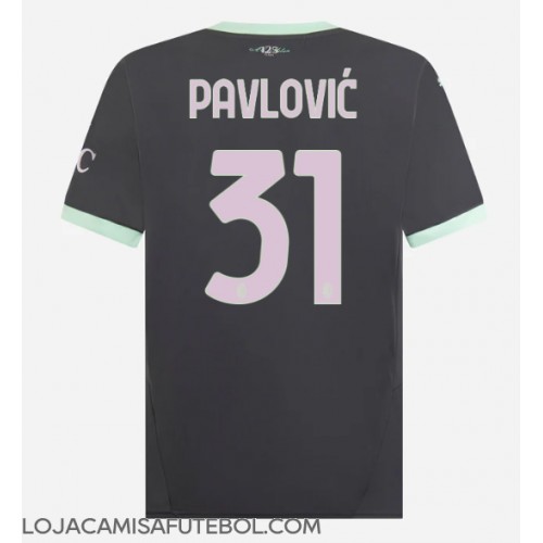 Camisa de Futebol AC Milan Strahinja Pavlovic #31 Equipamento Alternativo 2024-25 Manga Curta